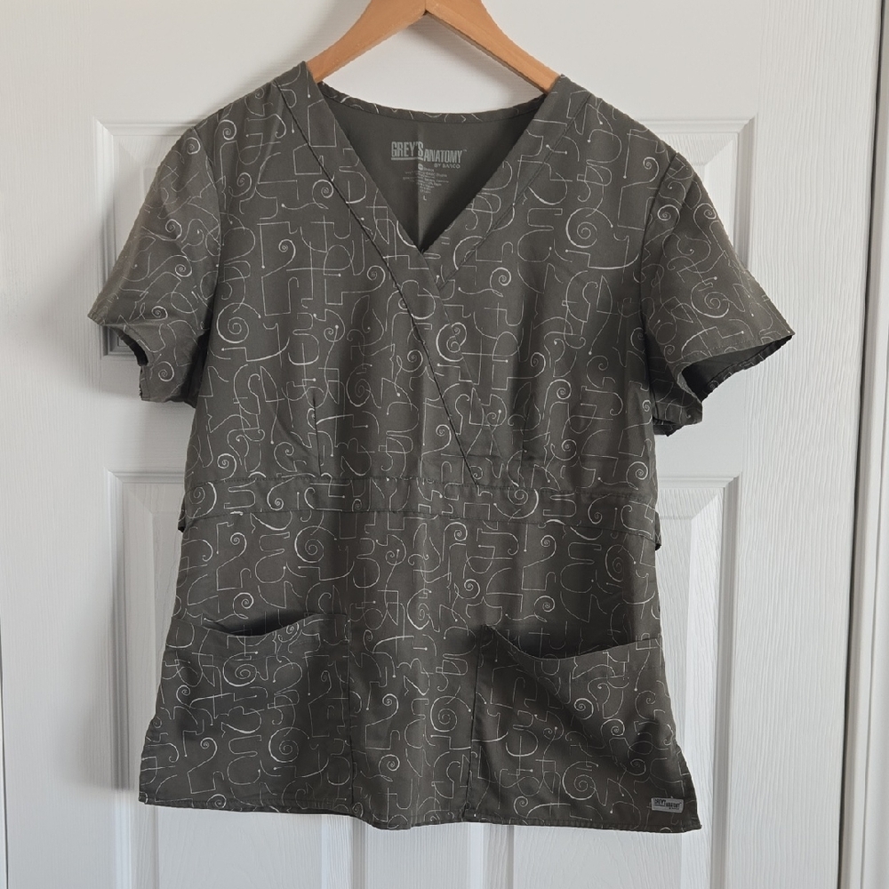 Grey's Anatomy Charcoal Swirl Scrub Top